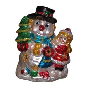 K's Collection SNOWMAN and Girl TEA LIGHT HOLDER Christmas Holiday‎ Candle Decor